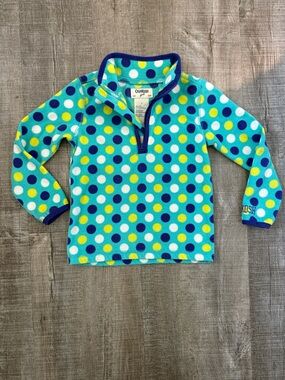 OshKosh B'gosh Aqua Fleece Pullover with Blue & Yellow Polka Dots